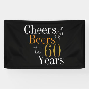 60. Geburtstagsbier und Cheers Black Gold Party Banner