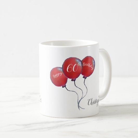 60. Geburtstagsblase Kaffeetasse (VorderseiteRechts)