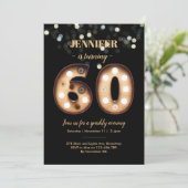 60. Geburtstagseinladung Bright Lights Einladung (Stehend Vorderseite)
