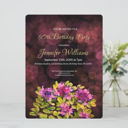 60. Geburtstagseinladung Thyme Einladung (Stehend Vorderseite)