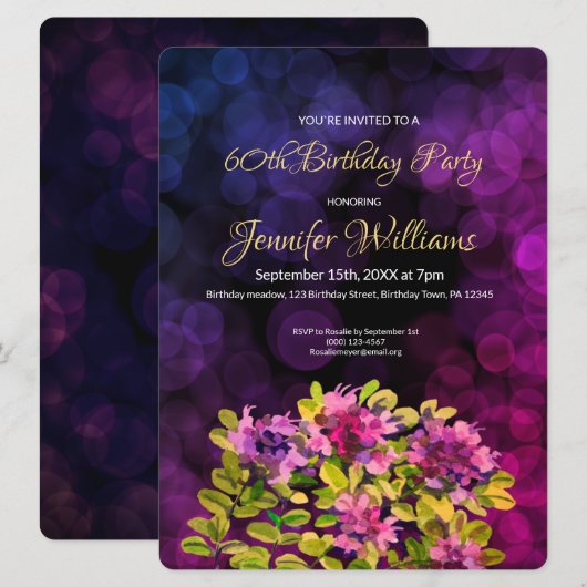 60. Geburtstagseinladung Thyme Einladung (Vorne/Hinten)