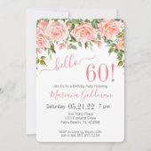 60. Geburtstagseinladungen Rosa Bläserne Modernes Einladung (Vorderseite)