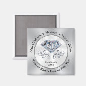 60. Geburtstagsfavors, Diamantenjubiläumsfavors Magnet (Vorderseite/Rückseite)