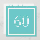 60. Geburtstagsfeier - Aqua Einladung (Vorne/Hinten)