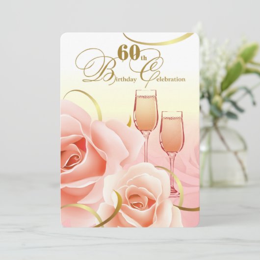 60. Geburtstagsfeier Custom Einladungen (Stehend Vorderseite)