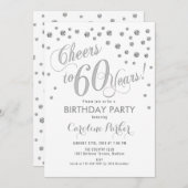 60. Geburtstagsfeier Einladung - Silver White (Vorne/Hinten)