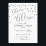 60. Geburtstagsfeier Einladung - Silver White<br><div class="desc">60. Geburtstagsparty Einladung Elegantes Design mit Imitaten Glitzer Silber und Weiß. Feiert bis 60 Jahre!</div>