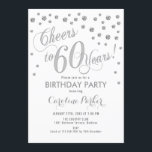 60. Geburtstagsfeier Einladung - Silver White<br><div class="desc">60. Geburtstagsparty Einladung Elegantes Design mit Imitaten Glitzer Silber und Weiß. Feiert bis 60 Jahre!</div>