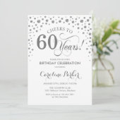 60. Geburtstagsfeier Einladung - Silver White (Stehend Vorderseite)
