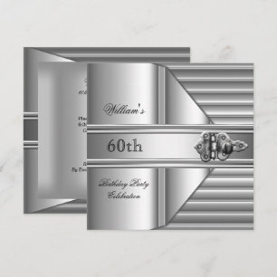 60. Geburtstagsfeier Elegant Herren Silber Mann 2 Einladung