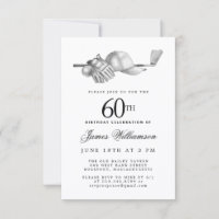 60. Geburtstagsfeier Elegant Schwarz Weiß Golf