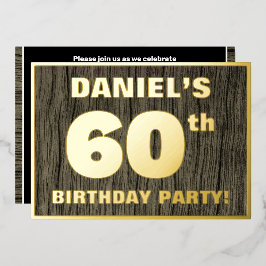 60. Geburtstagsfeier: Fett, Imitate Holzkörnchen M Folieneinladung