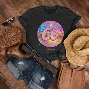 60. Geburtstagsfeier Gold Pink Glitter Disco Kugel T-Shirt