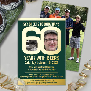 60. Geburtstagsfeier Golf Biere grün gold Fotos Folieneinladung