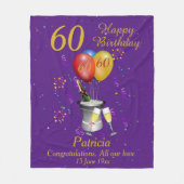60. Geburtstagsfeier Lila Fleecedecke (Vorderseite)
