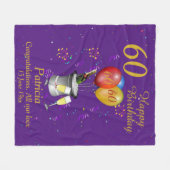 60. Geburtstagsfeier Lila Fleecedecke (Vorderseite (Horizontal))