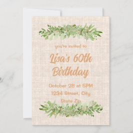 60. Geburtstagsfeier - Linengrün | sechzig Einladung