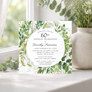 60. Geburtstagsfeier Modernes Grün Botanisch  Einladung