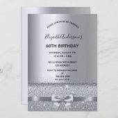 60. Geburtstagsfeier Silbermetallisches Funkeln Einladung (Vorne/Hinten)