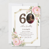 60. Geburtstagsfeier und Einladungen mit Blumen (Vorderseite)