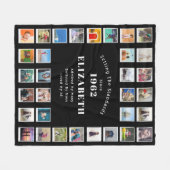 60. Geburtstagsfoto Collage Mama Fleecedecke (Vorderseite (Horizontal))