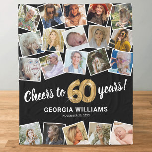 60. Geburtstagsgeschenk Multi-Foto Fleecedecke