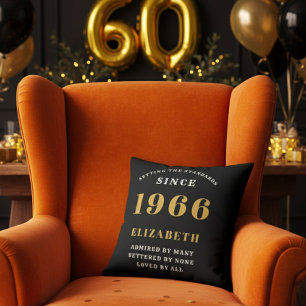 60. Geburtstagsgeschenk Personalisiert 1966 Schwar Kissen