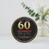 60. Geburtstagsgoldschwarze Party Einladung (Stehend Vorderseite)