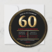 60. Geburtstagsgoldschwarze Party Einladung (Vorderseite)