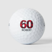 60. Geburtstagsgolfbällchen 60 Jahre Golf karierte Golfball (Vorderseite)