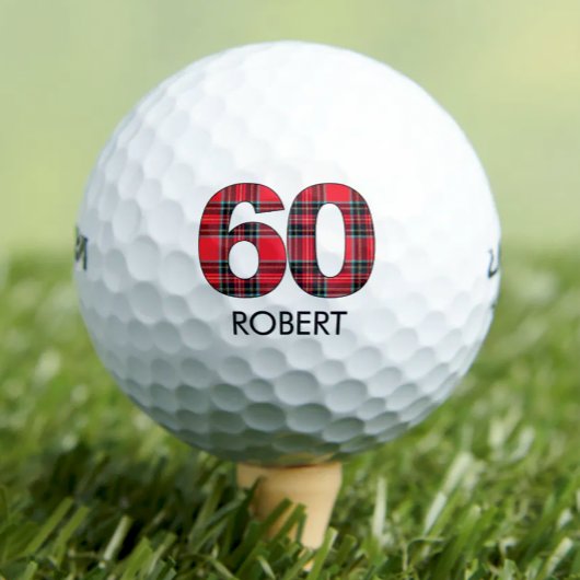 60. Geburtstagsgolfbällchen 60 Jahre Golf karierte Golfball