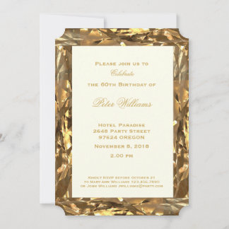 60. Geburtstagsjubiläum Gold Ivory Elegant Einladung