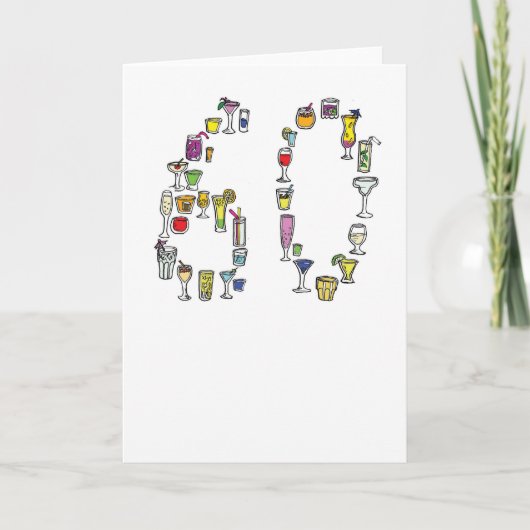 60. Geburtstagskarte, Cocktails Karte (Vorderseite)