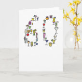 60. Geburtstagskarte, Cocktails Karte (Gelbe Blume)