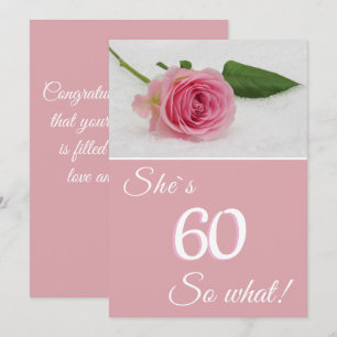 60. Geburtstagskarte für sie mit rosa Rose Motivat