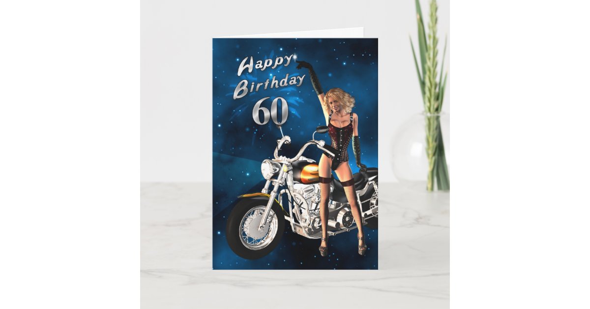 60. Geburtstagskarte mit einem Motorrad Karte Zazzle.de