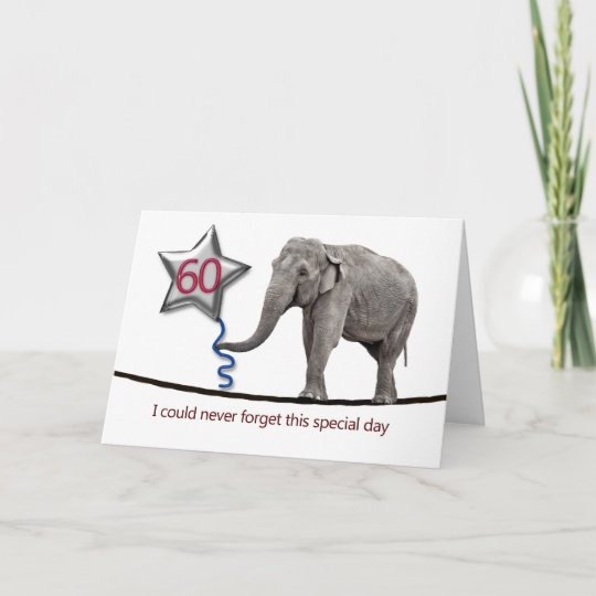 60 Geburtstagskarte Mit Gehendem Elefanten Des Karte Zazzle De