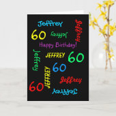 60. Geburtstagskarte - Name, Schwarz, Benutzerdefi Karte (Gelbe Blume)