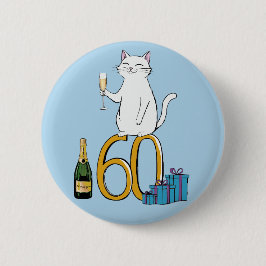 60. Geburtstagskatze feiern 60 Jahre sechzig Button