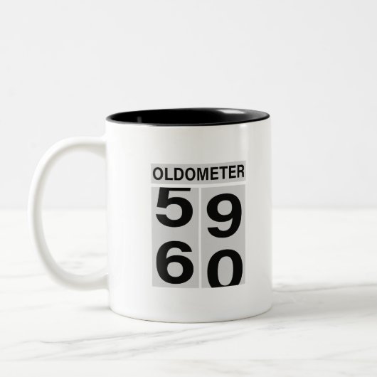 60. GeburtstagskolDOMETER Zweifarbige Tasse (Links)