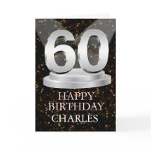 60. Geburtstagsleuchten eine Namenskarte hinzufüge