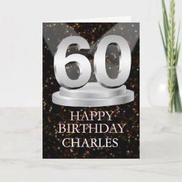 60. Geburtstagsleuchten eine Namenskarte hinzufüge Karte