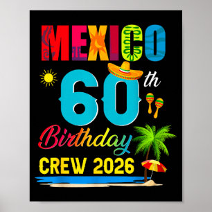 60. Geburtstagsmannschaft Illustration Cancun Mexi Poster