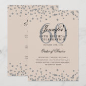 60. Geburtstagsmenü Silver Champagne Einladung (Vorne/Hinten)