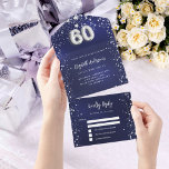 60. Geburtstagsnacht blaue Silberstars uAwg All In One Einladung<br><div class="desc">Ein marineblauer blauer Hintergrund mit Sternen. Die blaue Farbe ist ungleichmäßig. Personalisieren und hinzufügen von Namen,  Party,  UAWG,  Rücksendeadresse und Namen. Nummer 60 wird mit einem Schriftart im Ballonstil geschrieben.</div>
