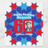 60. Geburtstagsname Foto Zollweinetiketten Weinetikett (Einzelnes Label)