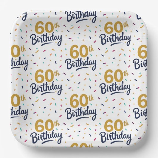 60. Geburtstagspapierteller, Sechzigster Party Pappteller (Vorderseite)
