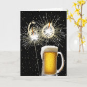 60. Geburtstagsparkler mit Bier-Tasse Karte (Gelbe Blume)