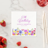 60. Geburtstagspartei Lila Wildblume Custom Serviette (Beispiel)