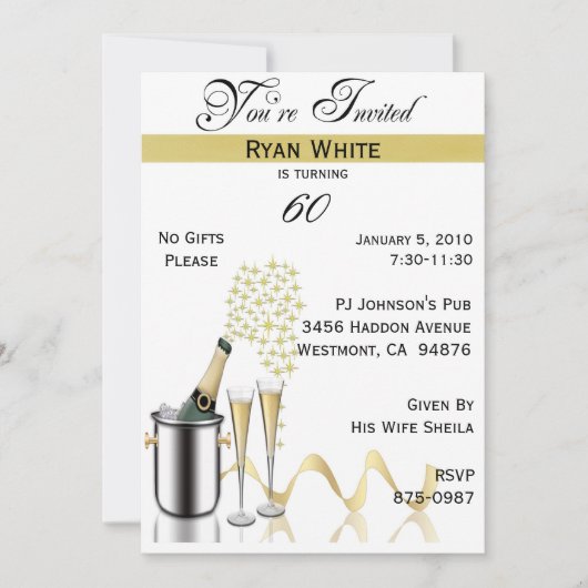60. Geburtstagspartei Personalisierte Einladung (Vorderseite)